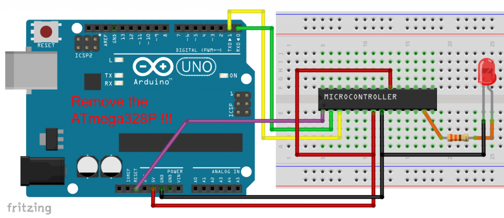 ATmega328P with Arduino UNO as programmer